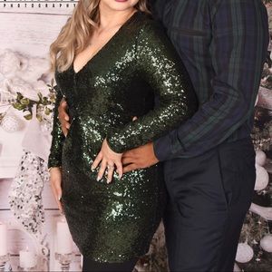 Sequin Forest Green Dress
